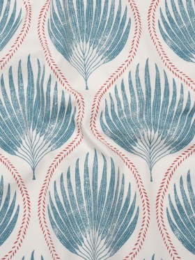 Cotton Canvas Print – Denim Palm Leaf Ogee – British Imported Cotton Canvas Print – Denim Palm Leaf Ogee – British Imported