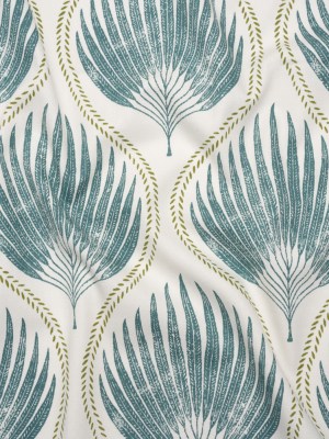 Cotton Canvas Print – Lagoon Palm Leaf Ogee – British Imported Cotton Canvas Print – Lagoon Palm Leaf Ogee – British Imported