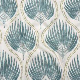 Cotton Canvas Print – Lagoon Palm Leaf Ogee – British Imported Cotton Canvas Print – Lagoon Palm Leaf Ogee – British Imported
