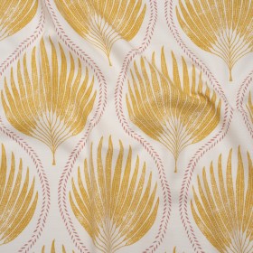 Cotton Canvas Print – Marigold Palm Leaf Ogee – British Imported Cotton Canvas Print – Marigold Palm Leaf Ogee – British Imported