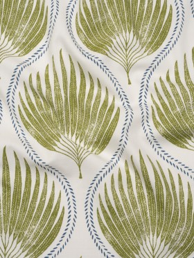 Cotton Canvas Print – Olive Palm Leaf Ogee – British Imported Cotton Canvas Print – Olive Palm Leaf Ogee – British Imported