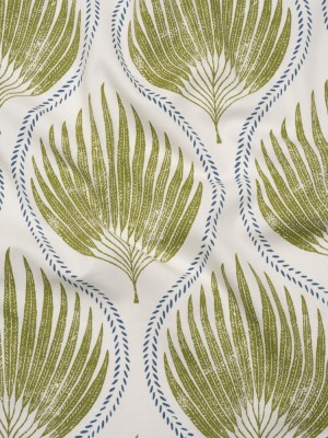 Cotton Canvas Print – Olive Palm Leaf Ogee – British Imported Cotton Canvas Print – Olive Palm Leaf Ogee – British Imported