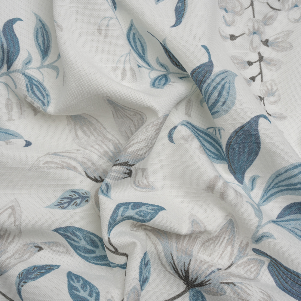 Cotton Canvas Print – Off White and Seaspray Garden Growth – British Imported Cotton Canvas Print – Off White and Seaspray Garden Growth – British Imported