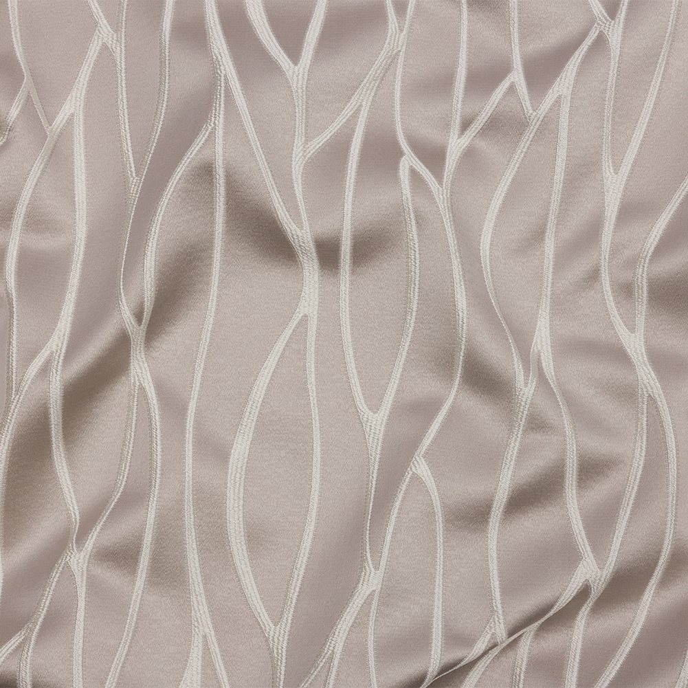 Satin-Faced Drapery Jacquard – Dove Rippling Lines – British Imported Satin-Faced Drapery Jacquard – Dove Rippling Lines – British Imported