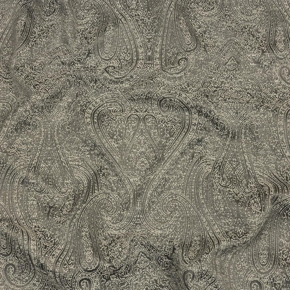 Cotton and Recycled Polyester Drapery Jacquard – Graphite Delicate Paisley – British Imported Cotton and Recycled Polyester Drapery Jacquard – Graphite Delicate Paisley – British Imported