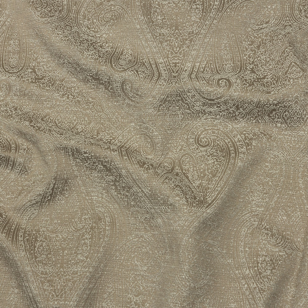 Cotton and Recycled Polyester Drapery Jacquard – Latte Delicate Paisley – British Imported Cotton and Recycled Polyester Drapery Jacquard – Latte Delicate Paisley – British Imported