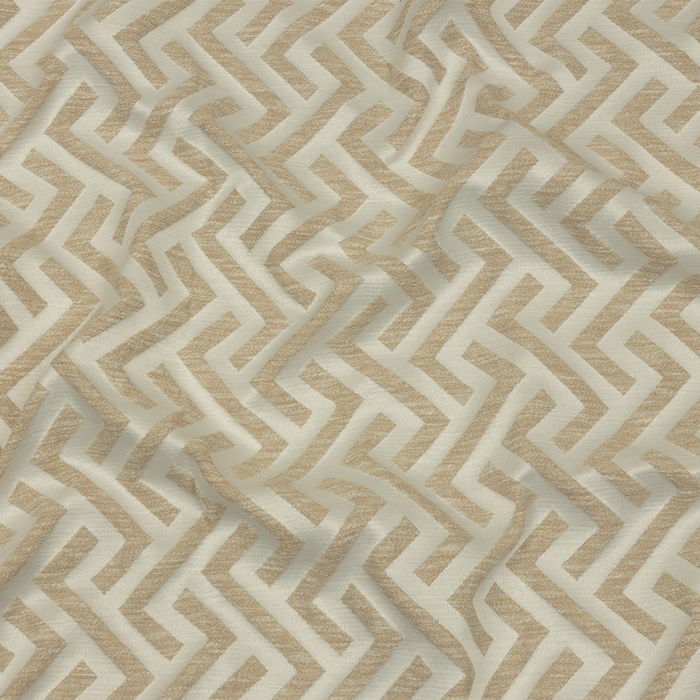 Cotton and Recycled Polyester Drapery Jacquard – Champagne Broken Chevrons – British Imported Cotton and Recycled Polyester Drapery Jacquard – Champagne Broken Chevrons – British Imported