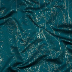 Metallic Satin-Faced Drapery Jacquard – Peacock Delicate Grasses – British Imported Metallic Satin-Faced Drapery Jacquard – Peacock Delicate Grasses – British Imported