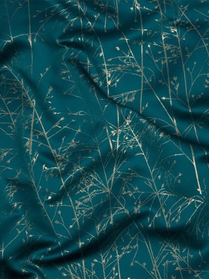 Metallic Satin-Faced Drapery Jacquard – Peacock Delicate Grasses – British Imported Metallic Satin-Faced Drapery Jacquard – Peacock Delicate Grasses – British Imported