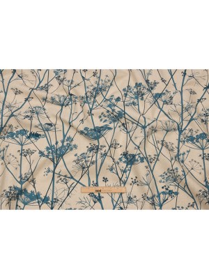 Cotton and Linen Canvas Print – Air Force Blue Chervil Silhouettes – British Imported Cotton and Linen Canvas Print – Air Force Blue Chervil Silhouettes – British Imported