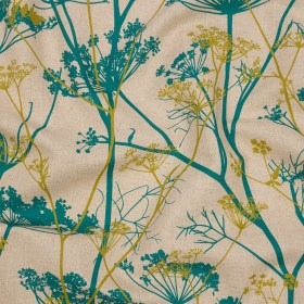 Cotton and Linen Canvas Print – Peacock Chervil Silhouettes – British Imported Cotton and Linen Canvas Print – Peacock Chervil Silhouettes – British Imported