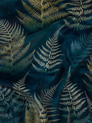 Printed Polyester Velvet – Ink Blue Foggy Ferns – British Imported Printed Polyester Velvet – Ink Blue Foggy Ferns – British Imported