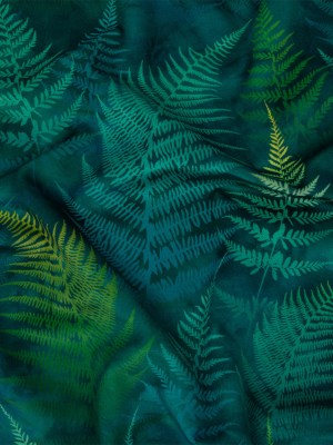 Printed Polyester Velvet – Peacock Foggy Ferns – British Imported Printed Polyester Velvet – Peacock Foggy Ferns – British Imported
