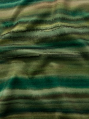 Printed Polyester Velvet – Olive Painterly Stripes – British Imported Printed Polyester Velvet – Olive Painterly Stripes – British Imported