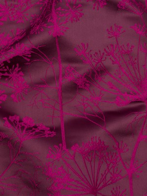 Satin-Faced Drapery Jacquard – Damson Fennel Flowers – British Imported Satin-Faced Drapery Jacquard – Damson Fennel Flowers – British Imported