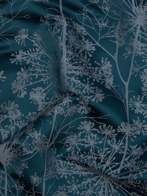 Satin-Faced Drapery Jacquard – Navy Fennel Flowers – British Imported Satin-Faced Drapery Jacquard – Navy Fennel Flowers – British Imported