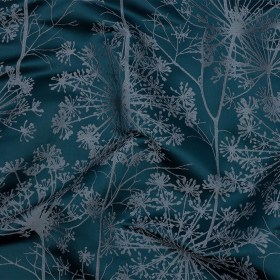 Satin-Faced Drapery Jacquard – Navy Fennel Flowers – British Imported Satin-Faced Drapery Jacquard – Navy Fennel Flowers – British Imported
