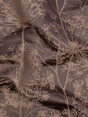 Satin-Faced Drapery Jacquard – Mocha Fennel Flowers – British Imported Satin-Faced Drapery Jacquard – Mocha Fennel Flowers – British Imported