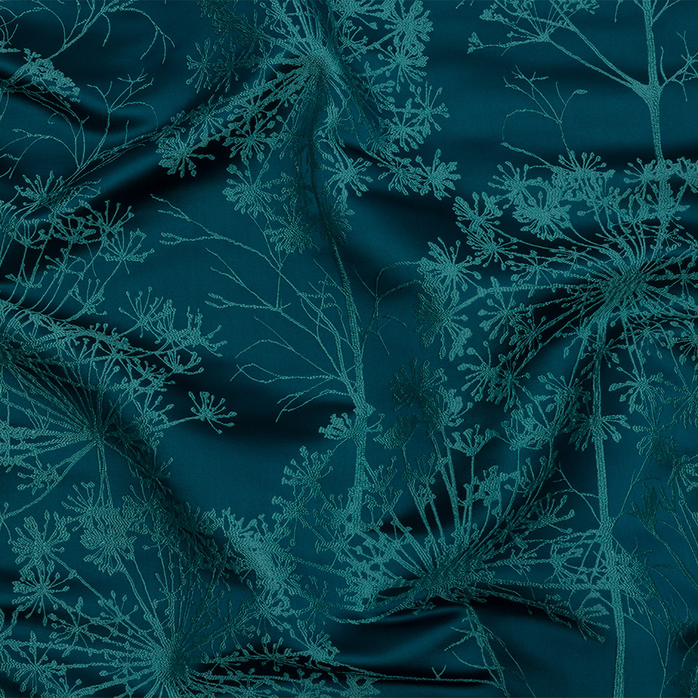 Satin-Faced Drapery Jacquard – Peacock Fennel Flowers – British Imported Satin-Faced Drapery Jacquard – Peacock Fennel Flowers – British Imported