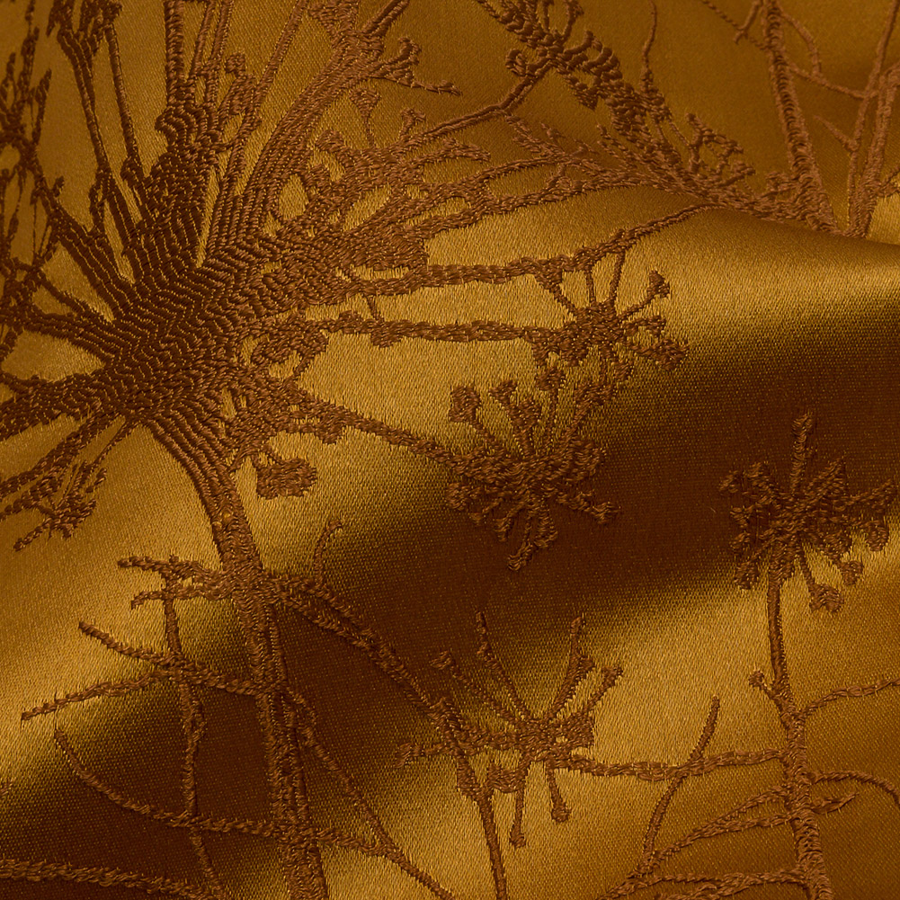 Satin-Faced Drapery Jacquard – Yellow Ochre Fennel Flowers – British Imported Satin-Faced Drapery Jacquard – Yellow Ochre Fennel Flowers – British Imported