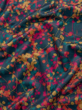 Printed Polyester Velvet – Rainbow Berry Vines – British Imported Printed Polyester Velvet – Rainbow Berry Vines – British Imported