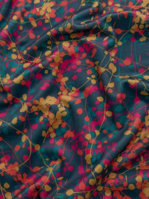 Printed Polyester Velvet – Rainbow Berry Vines – British Imported Printed Polyester Velvet – Rainbow Berry Vines – British Imported