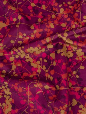 Printed Polyester Velvet – Sunset Berry Vines – British Imported Printed Polyester Velvet – Sunset Berry Vines – British Imported