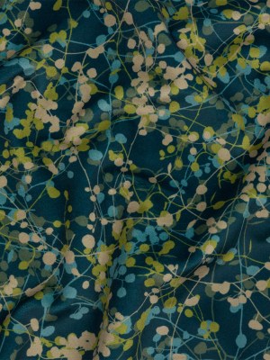 Printed Polyester Velvet – French Navy Berry Vines – British Imported Printed Polyester Velvet – French Navy Berry Vines – British Imported