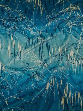 Printed Polyester Velvet – French Navy Meadow Grass Ombre – British Imported Printed Polyester Velvet – French Navy Meadow Grass Ombre – British Imported