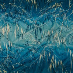 Printed Polyester Velvet – French Navy Meadow Grass Ombre – British Imported Printed Polyester Velvet – French Navy Meadow Grass Ombre – British Imported