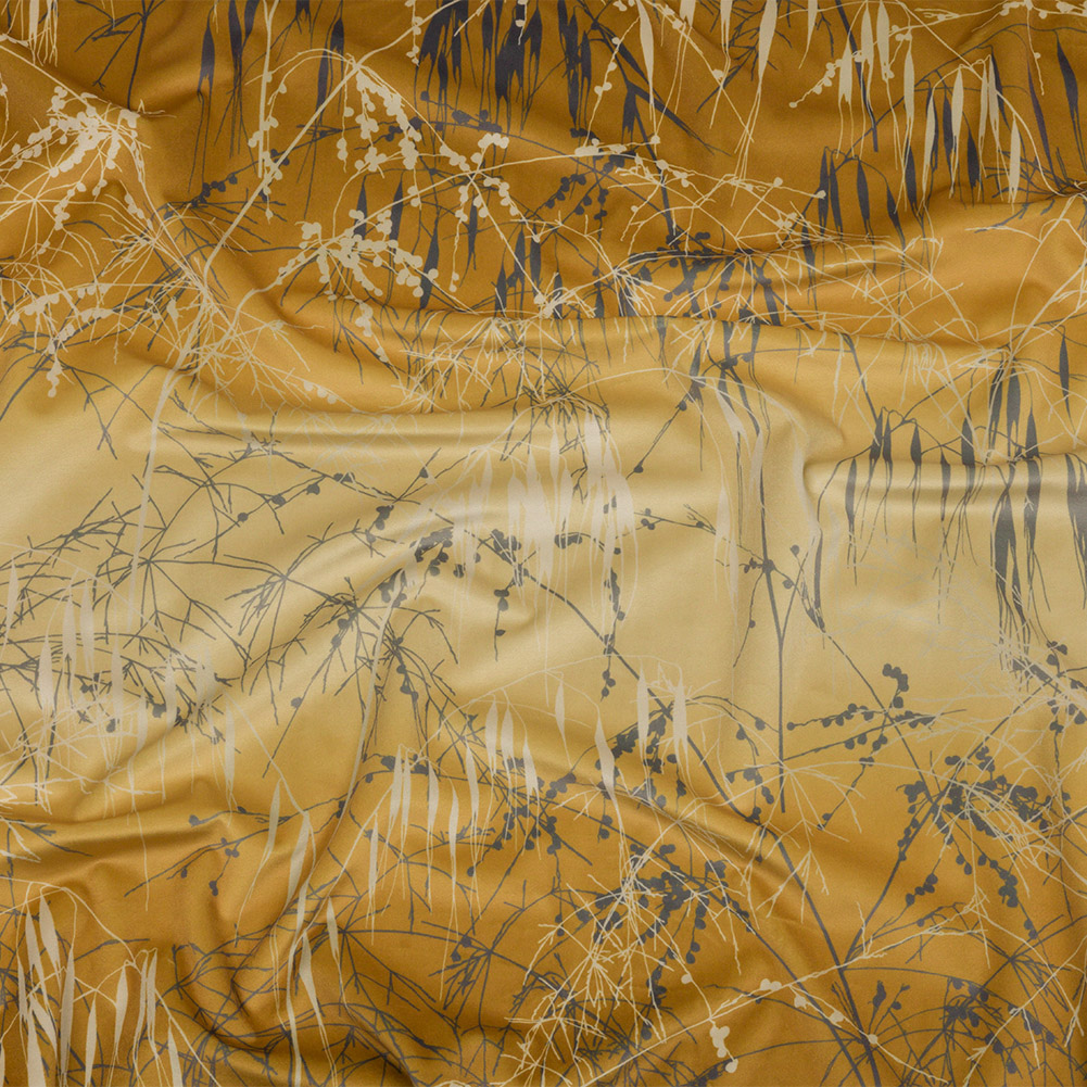 Printed Polyester Velvet – Yellow Ochre Meadow Grass Ombre – British Imported Printed Polyester Velvet – Yellow Ochre Meadow Grass Ombre – British Imported