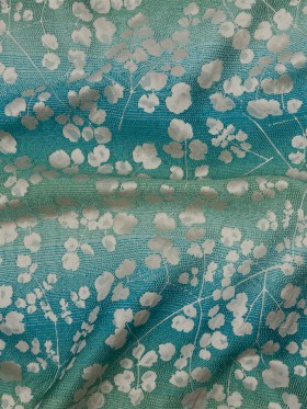 Drapery Jacquard – Verdigris Ombre Stripes and Little Flowers – British Imported Drapery Jacquard – Verdigris Ombre Stripes and Little Flowers – British Imported