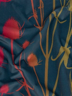 Printed Polyester Velvet – Sunset Thistle Stems – British Imported Printed Polyester Velvet – Sunset Thistle Stems – British Imported