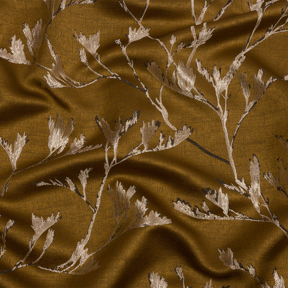 Metallic Drapery Jacquard – Ochre Windblown Branches – British Imported Metallic Drapery Jacquard – Ochre Windblown Branches – British Imported