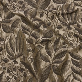 Metallic Drapery Jacquard – Truffle Lucent Leaves – British Imported Metallic Drapery Jacquard – Truffle Lucent Leaves – British Imported