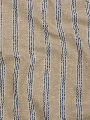 Slubbed Cotton and Polyester Woven – Indigo Striped – British Imported Slubbed Cotton and Polyester Woven – Indigo Striped – British Imported