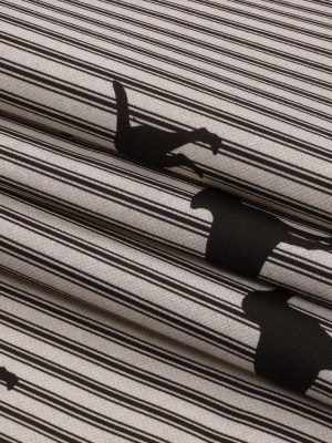 Cotton Canvas Print – Coal Dog Silhouettes and Ticking Stripes – British Imported Cotton Canvas Print – Coal Dog Silhouettes and Ticking Stripes – British Imported