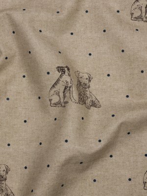 Cotton Canvas Print – Indigo Terriers and Polka Dots – British Imported Cotton Canvas Print – Indigo Terriers and Polka Dots – British Imported
