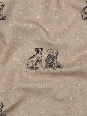 Cotton Canvas Print – Linen Terriers and Polka Dots – British Imported Cotton Canvas Print – Linen Terriers and Polka Dots – British Imported