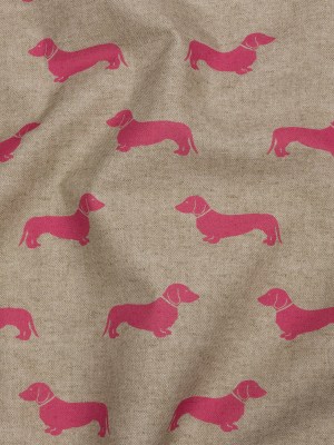 Cotton Canvas Print – Raspberry Dachshunds – British Imported Cotton Canvas Print – Raspberry Dachshunds – British Imported