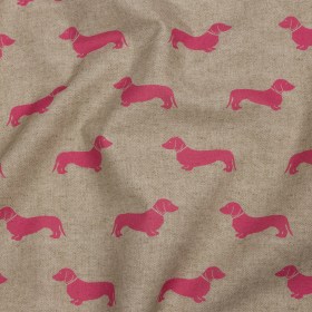 Cotton Canvas Print – Raspberry Dachshunds – British Imported Cotton Canvas Print – Raspberry Dachshunds – British Imported