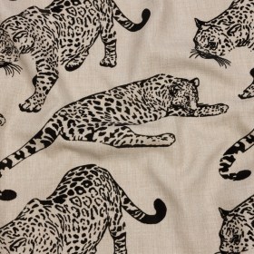 Flocked Polyester Drapery Woven – Ebony Jaguars – British Imported Flocked Polyester Drapery Woven – Ebony Jaguars – British Imported