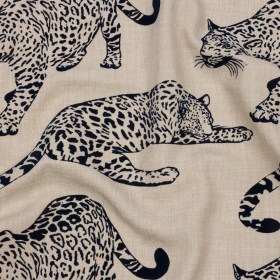 Flocked Polyester Drapery Woven – Midnight Jaguars – British Imported Flocked Polyester Drapery Woven – Midnight Jaguars – British Imported