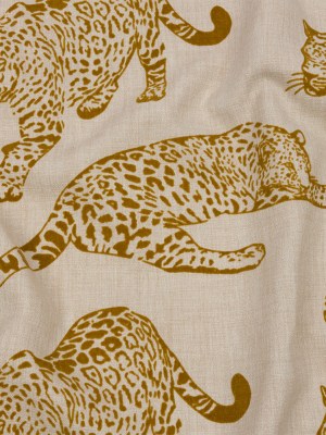 Flocked Polyester Drapery Woven – Sand Jaguars – British Imported Flocked Polyester Drapery Woven – Sand Jaguars – British Imported