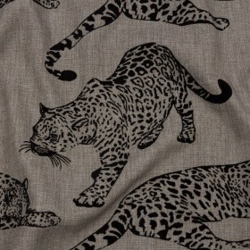 Flocked Polyester Drapery Woven – Slate Jaguars – British Imported Flocked Polyester Drapery Woven – Slate Jaguars – British Imported