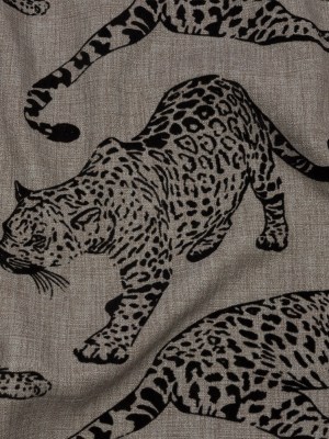 Flocked Polyester Drapery Woven – Slate Jaguars – British Imported Flocked Polyester Drapery Woven – Slate Jaguars – British Imported