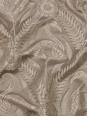 Metallic Drapery Jacquard – Pebble Flamingos and Flowers – British Imported Metallic Drapery Jacquard – Pebble Flamingos and Flowers – British Imported