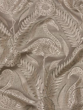 Metallic Drapery Jacquard – Pebble Flamingos and Flowers – British Imported Metallic Drapery Jacquard – Pebble Flamingos and Flowers – British Imported