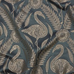 Metallic Drapery Jacquard – River Flamingos and Flowers – British Imported Metallic Drapery Jacquard – River Flamingos and Flowers – British Imported