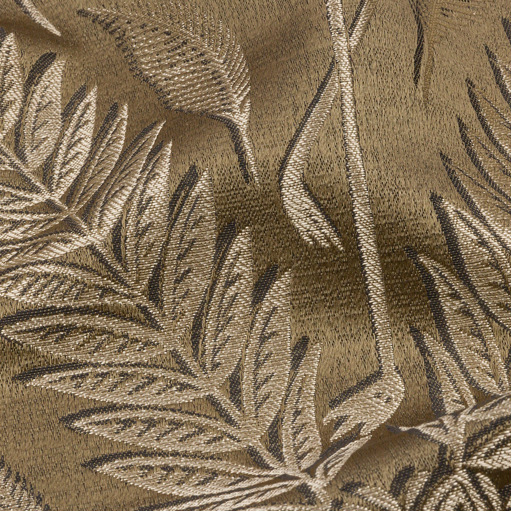 Metallic Drapery Jacquard – Truffle Flamingos and Flowers – British Imported Metallic Drapery Jacquard – Truffle Flamingos and Flowers – British Imported